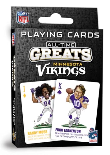 Masterpieces NFL Minnesota Vikings Playing Cards, Officially Licensed All Time Greats Deck, Premium Team Collectible Game Night Poker Play, MN Vikings Gifts Fans and Collectors, Tailgate Entertainment - style: Minnesota Vikings