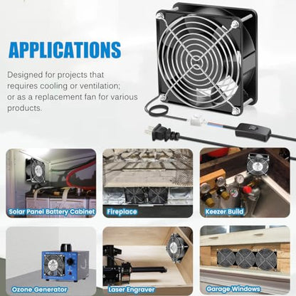 GDSTIME AXIAL 12038 Muffin Fan, 120V AC 120mm x 38mm, Dual Ball Bearing | 110V 115V, 120x120x38mm, Aluminum Frame, High Speed, for Generator Box, Air Hockey Table Cooling Ventilation Exhaust - size: 120x120x38mm