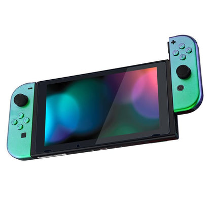 eXtremeRate DIY Replacement Shell Buttons for Nintendo Switch & Switch OLED, Chameleon Green PurpleCustom Housing Case with Full Set Button for Joycon Handheld Controller - Console Shell NOT Included - color: Chameleon Green Purple