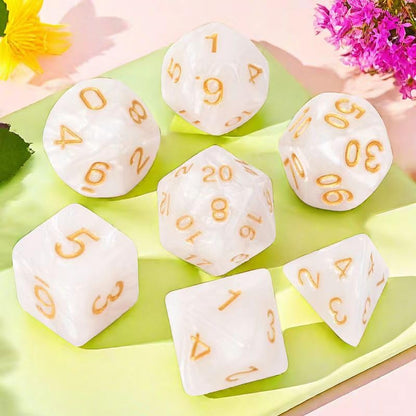 7Pcs Polyhedral DND Dice Set with Black Storage Bag (Pearl White Dice) | Classic dice set for RPG Polyhedral Dice for Dungeon and Dragons Playing Games 7-Die Set - color: Pearl White Dice