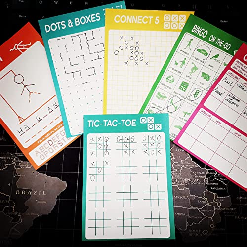 GRANDLMOON 6 Portable Travel Game Activities Notepad On The Go Plane Trip Game 4 x 6-inches (2 Pads and 60 Sheets Each) - size: 6X4