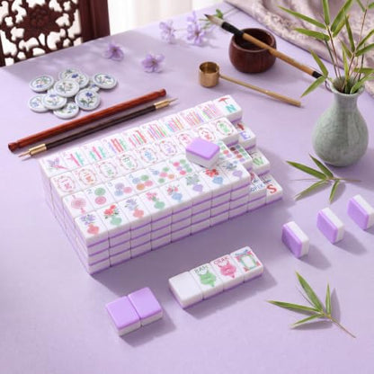 Simgoing 160 Pcs 1.2 Inch American Mahjong Sets Mahjong Tiles Melamine Engraved Multi-Layer Mah Jong Ideal for Home & Party Games, Tiles Only(Modern,Light Purple) - color: Light Purple, style: Modern