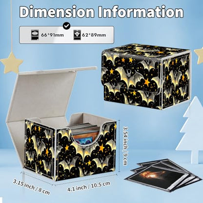 for MTG Commander Deck Box,Card Deck Box for Trading Yugioh MTG,Fits 100 Double Sleeved Cards,PU Leather Strong Magnet Case for Magic Commander TCG CCG,Black Golden Bat - color: Black Golden Bat