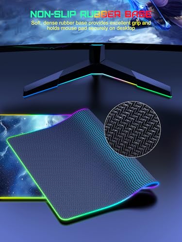 Wireless Charging Mouse Pad, RGB Gaming Mousepad Home Office Desk Pad, 31.5” x 15.8” XXL Large Desk Mat, Waterproof Keyboard Pad, Blue Nebula(Includes 20W PD Power Adapter & 6.56ft Woven Cable) - color: Upgraded Rgb - Blue Nebula With Adapter