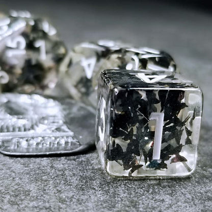 Sage's Portal Familiars and Reagents Resin DND Dice Set Polyhedral Dice Set for Dungeons and Dragons RPG Tabletop TTRPG (Night Moths) - color: Night Moths