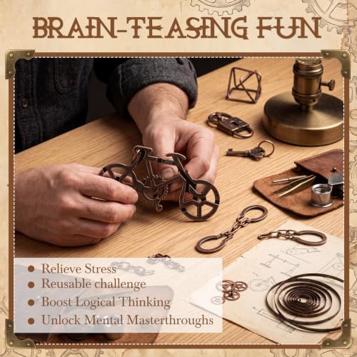 2 Pcs Metal Brain Teaser Puzzle for Adult Teen,Bicycle Horseshoe Chain | 3D Logic Puzzle Set, Iq Education Challenge Toy, Unlock Interlocking Puzzle Gift, Brain Puzzles for Family Classroom - style: Bicycle Horseshoe Chain
