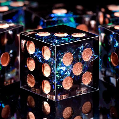 AUSTOR 6 Sided Dice 16mm, 6 Pieces D6 Dice Handmade Sharp Edge Resin Dices Set with Metal Case for Tenzi, Farkle, Yahtzee, Bunco or Teaching Math, Dark Star - color: Dark Star