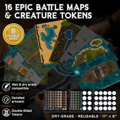 CZYY Mini RPG Adventure Kit with DM Screen, Maps, Tokens & Dice | Portable EVA Case, 8 Dry-Erase Maps, 9 Reference Inserts, Travel-Ready DND Starter Set, Small Table Play, Gift for DMs