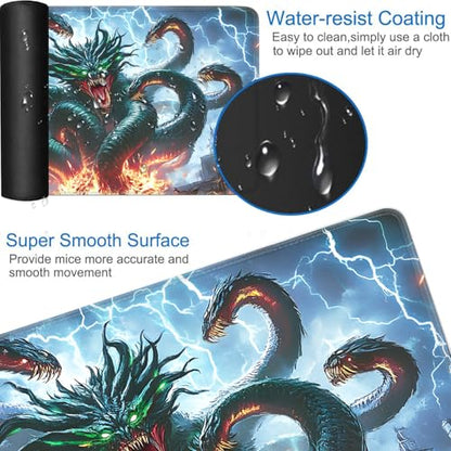 for MTG Game Playmat - 24 x 14 inches with Dices and Storage Bags, Non-Slip Base for TCG and Board Game Card Mats, Trading Card Games Mat, Demon Dragon Pattern Collectible Card Playmats - color: Jv-playmat-p7-1-g193