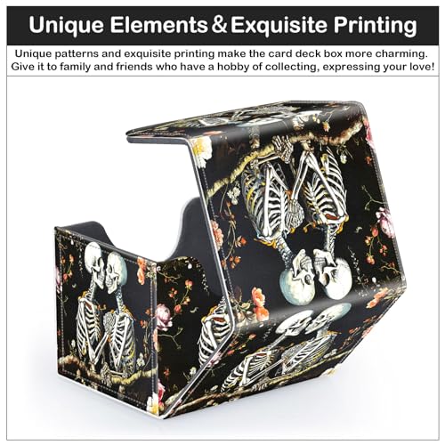 Card Deck Box for MTG Trading Cards with Magnetic Closure,Premium Card Storage Box Case Cover for TCG CCG Magic Cards,Skeleton Lover - color: Skeleton Lover