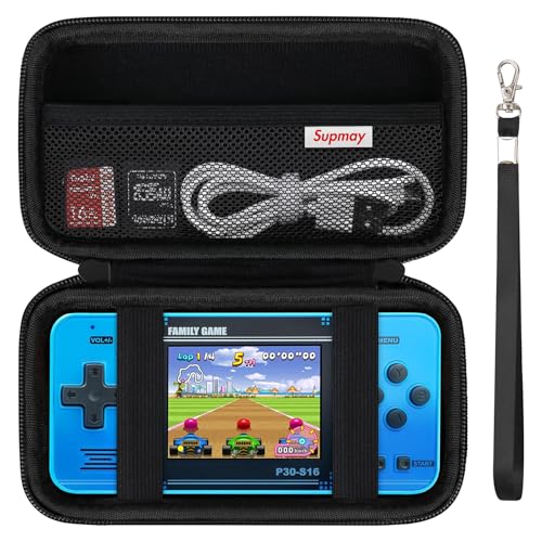 Supmay Carrying Case Compatible with WELLST·G/ for GuaiyeyeAP Handheld Game for Kids -Preloaded 220 Retro Video Games, Portable Gaming Player Storage Holder Travel Bag with Mesh Pocket, Black - color: Black