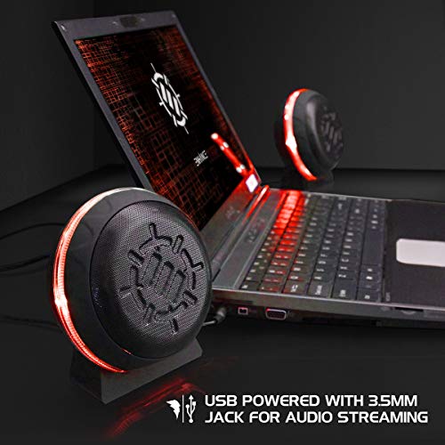 ENHANCE SL2 USB Gaming Speakers for PC with LED Red Light, 3.5mm Wired Connection and in-Line Volume Control, 2.0 Stereo Sound System - USB Computer Speakers for Monitor, Laptop, PC - color: Red