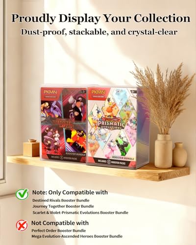Booster Bundle Case for Prismatic Evolutions/Journey Together/Destined Rivals Booster Bundle - 20 Pack 0.5mm Rigid PET Protector, Dust-Proof & Crush-Resistant Clear Display(Box Not Included)