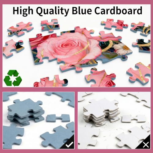 1000 Piece Puzzle for Adults, Elegant White Persian Cat with Pink Roses & Gold Art Nouveau Design, Premium Matte Finish, Thick Blue Cardboard, Perfect for Jigsaw Puzzles Lovers - color: Rose Gold Whiskers
