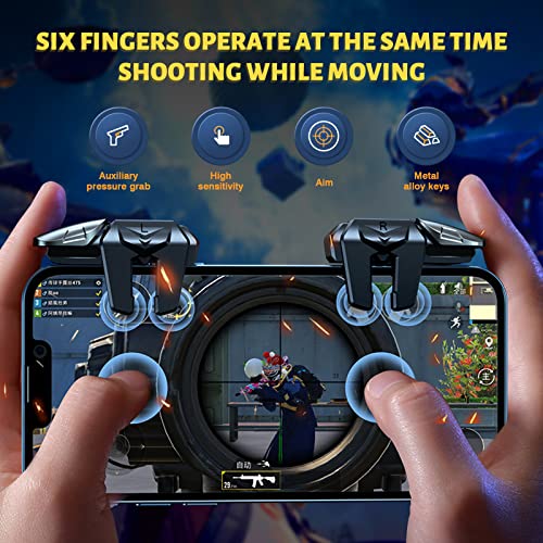 Newseego for 2022 New Model Mobile Game Controller Trigger, Mobile Game Accessories 6 Finger Trigger Sensitive Target Buttons Smartphone Game Controller Gamepad for PUBG/Survival Rules - color: Clear