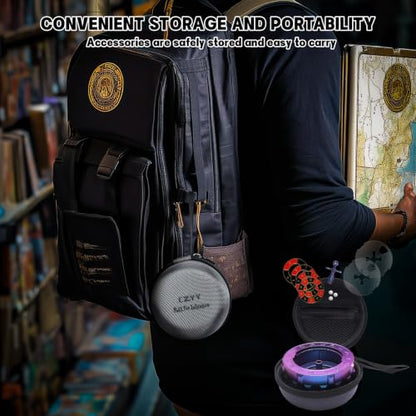 CZYY Roulette Dice, 7-in-1 Metal Fidget Spinner for DND, Tabletop RPG | 7 Dice Functions from D4 to D20 & D%, EVA Carrying Case, Accessories for RPG Game Nights, Gift for RPG Players, Blue