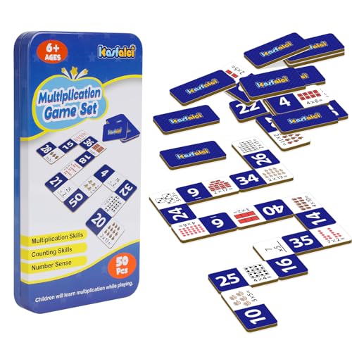 Kasfalci Multiplication Dominoes Set,Math Manipulatives Games for Kids,Counting Toy,Learning Games,Preschool Learning Activities,Homeschool Supplies,Kindergarten Classroom Must Haves,1st 2nd 3rd Grade - style: Multiplication
