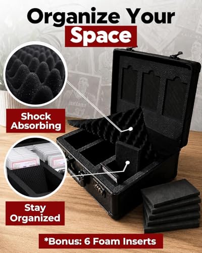 Graded Card Case – Durable PSA Slab Case with Combination Lock – 3 Row Graded Card Storage Box with 6 Foam Inserts – Compatible with PSA, GMA, HGA, NGS, SGC, CSG – Holds up to 480 Top Loaders - size: 3 Row