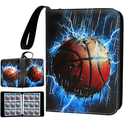 900 Pocket Zippered Basketball Card Binder, 9-Pocket Trading Card Album with 50 Removable Sleeves, PU Leather Waterproof Sports Card Holder for NBA Basketball Cards Storage Display Case Gift - size: 900 Pockets Basketball