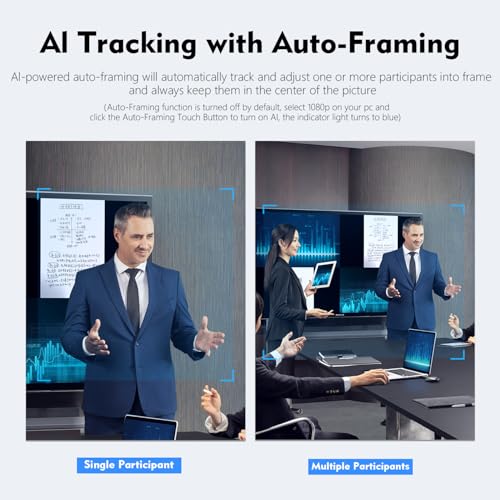 TOALLIN 4K AI Webcam with WDR, Auto Light Correction, AI Tracking with Auto-Framing, Auto-Focus, 5X Adjustable Digital Zoom, Built-in Dual Noise-Canceling Mics, 92° FOV Webcam for Online Video Calls - style: 4K AI Auto-Framing Webcam