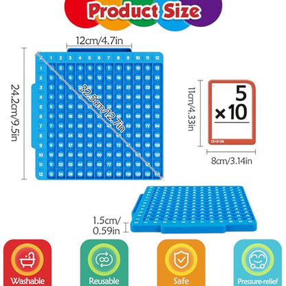Torlam Math Flash Cards + Math Board, Multiplication Flash Card Times Table Chart, Math Manipulatives Division, Addition, Subtraction Games Toys for Kids, 1st, 2nd, 3rd, 4th, 5th, 6th Grade - style: 332 Flash Cards + Math Board