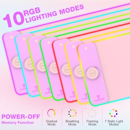 TARKARI Magnetic Wireless Charging RGB Mouse Pad, Large Gaming Desk Mat, 31.5"x11.8" Waterproof Mousepad, Ultra-Smooth Surface, Non-Slip Rubber Base, Desk Pad for Keyboard Laptop - color: Pink