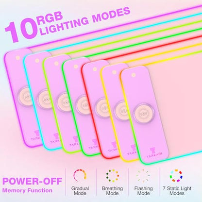 TARKARI Magnetic Wireless Charging RGB Mouse Pad, Large Gaming Desk Mat, 31.5"x11.8" Waterproof Mousepad, Ultra-Smooth Surface, Non-Slip Rubber Base, Desk Pad for Keyboard Laptop - color: Pink