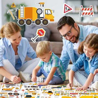 42 Sheets Create Construction Vehicles of Dreams Stickers, Make Your Own Sticker for Boys and Girls, Travel Sticker Books, Party Favors, Birthday, School and Activities Gifts for Kids Ages 3+ - style: Engineering