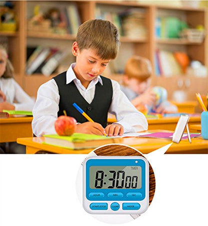24-Hours Digital Kitchen Timer, Upgraded 12-Hour Display Clock, Big Digits, Loud Alarm, Magnetic Backing Stand, Count-Up & Count Down, Kids Timers for Cooking Baking Classroom Teachers Games(4 Pack) - color: W+b+p+g