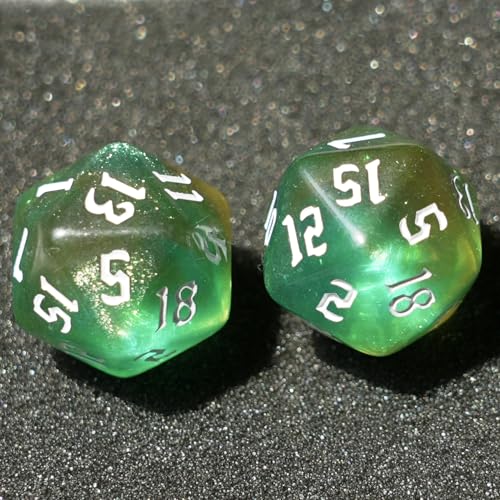 10PCs D20 Polyhedral Dice Set 22mm for DND RPG MTG Dungeons and Dragons Dice (Green+Curry) - color: Green+curry