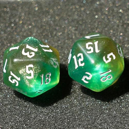 10PCs D20 Polyhedral Dice Set 22mm for DND RPG MTG Dungeons and Dragons Dice (Green+Curry) - color: Green+curry