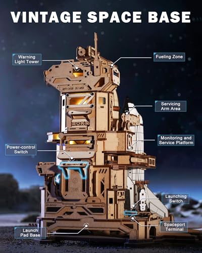 ROKR 3D Puzzles for Adults DIY Space Shuttle | Moving Building Model with Light, Airplane Wooden Puzzles, Desk Decor, Engineering Gifts for Adults Men 14+, STEM Project