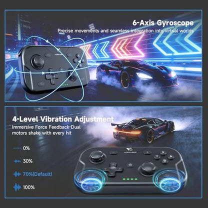 AceGamer 2 Pack Wireless Pocket Controller for Nintendo Switch/Switch 2/Android/iOS/PC/Steamdeck, Joystick Lift and Down Design, Bluetooth Gamepad with 6-axis Gyroscope/Turbo/Vibration/ 1000Hz - color: Black