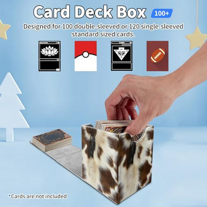 Card Deck Box for MTG Commander,Collectible Trading Storage Box Fits 120+ Single Sleeved Cards Magnetic Case PU Leather for Magic Commander TCG CCG MTG,Brown Fur Pattern - color: Brown Fur Pattern