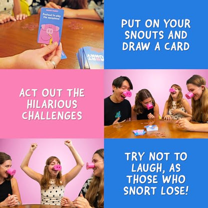 Snort Funny – The Oinkredible You Laugh You Lose Party Game | Family Games for Kids and Adults | 150 Challenge Cards, 5 Pig Snouts & Mud Tokens | Funny Games for Friend & Family, 4-8 Players, Ages 8+ - color: First Edition