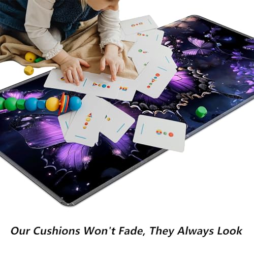 Purple Butterfly with Glittering for MTG & TCG Playmat Mouse Pad,BFDHGQZC 24" x 14" Game Mat for MTG/RPG/CCG Trading Card Game Playmats Table Mat Perfect for Card Games Video Games Computer Office - color: Purple Butterfly With Glittering