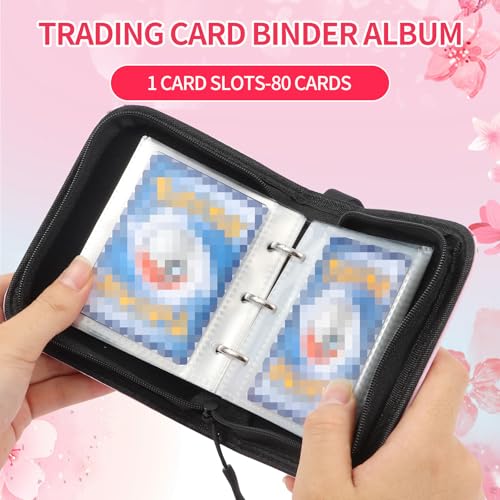 Small 1 Pocket Card Binder for Cards,Mini Trading Card Binder Holder Fits 80 Cards with 40 Removable Sleeves,Card Collection Binder Album Book Case for TCG,MTG,Sports Games (Sakura Cat) - color: Sakura Cat