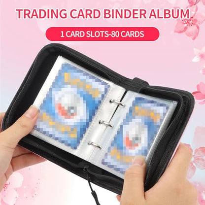 Small 1 Pocket Card Binder for Cards,Mini Trading Card Binder Holder Fits 80 Cards with 40 Removable Sleeves,Card Collection Binder Album Book Case for TCG,MTG,Sports Games (Sakura Cat) - color: Sakura Cat