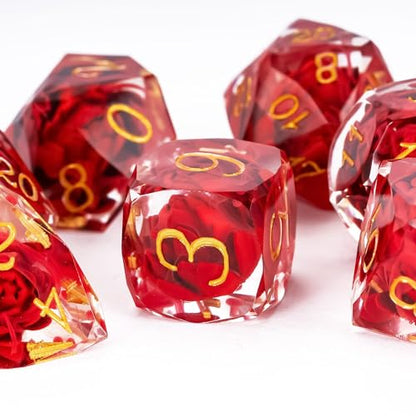 7PCS DND Dice Set,Transparent Sharp Edge Dice Set D&D RPG Polyhedral Die,for Dungeons and Dragons TTRPG Games Roleplaying Games,with Gift Box(Lotus Red) - color: Lotus Red