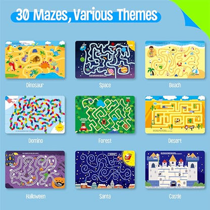 SpriteGru Dry Erase Mazes Game Pad, 30 Mazes Reusable & Erasable Book, Fun Brain Challenge Games Interesting Educational Toy and Learning Tool for Road Trip Airplane Travel - style: Maze