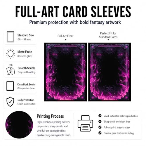MTG Card Sleeves Matte -100 PCS Trading Card Game, Size 2.6 x 3.6 inches, Suitable for All TCG Card Games Protective (Abyssal Flame) - color: Abyssal Flame
