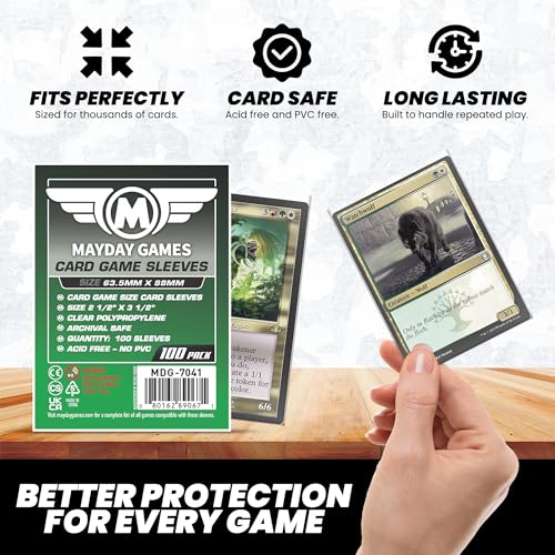 Mayday Games Standard Card Sleeves 63.5x88mm - 2 1/2" X 3 1/2 Clear Polypropylene, 40 Micron, 100 Standard Board Game Card Sleeves- MDG-7041 - size: Standard, style: Splendor
