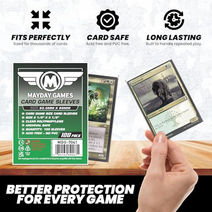 Mayday Games Standard Card Sleeves 63.5x88mm - 2 1/2" X 3 1/2 Clear Polypropylene, 40 Micron, 100 Standard Board Game Card Sleeves- MDG-7041 - size: Standard, style: Splendor