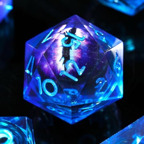 Beholder'S Eye D20 Dice Dragon Eye DND 22MM Single Dice with Resin Sharp Edge 20 Sided D&D - color: D20-blue Purple