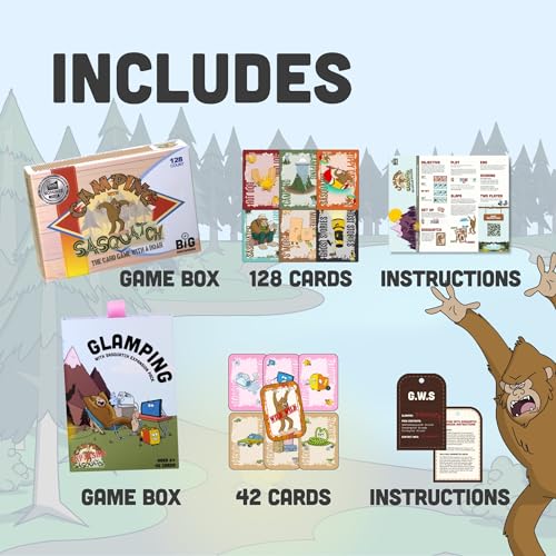 Camping with Sasquatch by Big Discoveries - A Family Card Game with a Roar! | Fun Rummy Meets Slapjack Card Games for Kids, Teens, Adults, and Families (Bundle: Camping with Sasquatch + Expansion) - style: Bundle: Camping with Sasquatch + Expansion