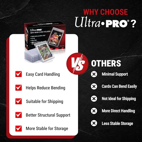 Ultra Pro Semi Rigid Card Holder 1/2" Lip – Clear PVC Sleeves for Trading Cards – Fits 2.5" x 3.5" up to 35pt – Card Grading Sleeves for Storage, Shipping, TCG & Collector Protection – 200 Pack - size: 2.5" x 3.5"