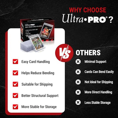 Ultra Pro Semi Rigid Card Holder 1/2" Lip – Clear PVC Sleeves for Trading Cards – Fits 2.5" x 3.5" up to 35pt – Card Grading Sleeves for Storage, Shipping, TCG & Collector Protection – 200 Pack - size: 2.5" x 3.5"