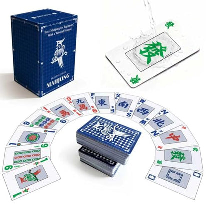 144-Pcs China Mahjong Playing Cards - Waterproof & Non-Slip PVC Material, Large Font for Easy Reading, Durable & Portable, Ideal for Beginners & Elderly, Perfect for Travel, Camping[專業中式麻將] - style: Chinese Mahjong Playing Cards