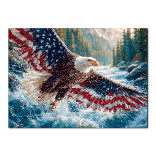 1000 Piece Puzzle for Adult, Flag Bald Eagle Square Jigsaw Puzzle-26.6 in | Jigsaw Puzzle 1000 Pieces, Impossible Challenging Fun Puzzle for Adult, Unique Difficulty Jigsaw Puzzle for Birthday Gift - color: Flag Bald Eagle 2