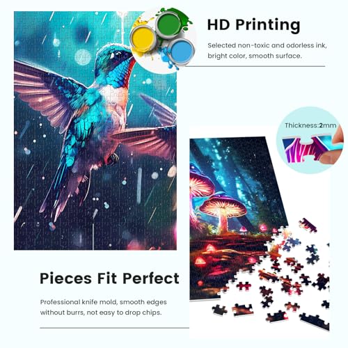 Edsjegn 2 Pack 1000 Piece Puzzle for Adults Jigsaw Puzzles 1000 Pieces 2000 Piece Puzzles for Adults Hummingbird Mushroom Jigsaw Puzzles White Elephant Gifts - color: Hummingbird + Mushroom